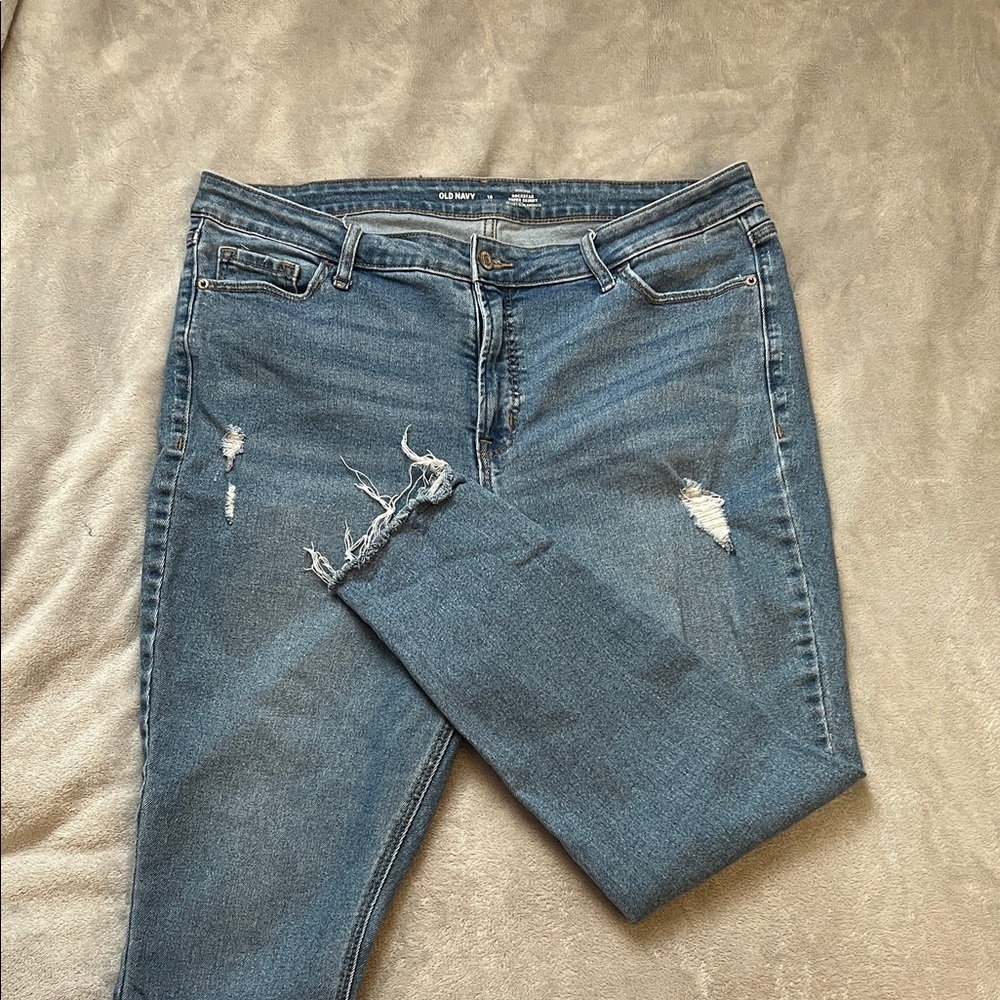 Old Navy Blue Women's 16 Distressed Skinny Jeans